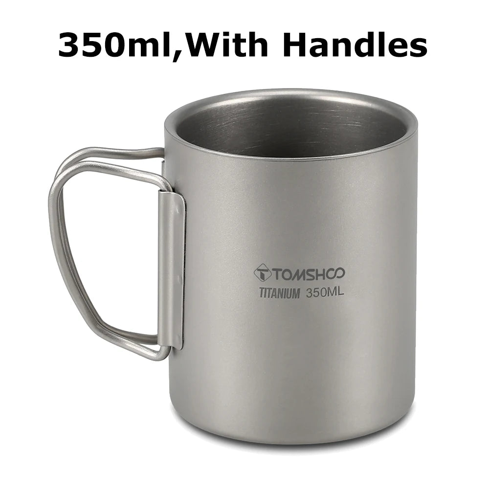 Titanium Double Layer Camping Mug 220-600ml Outdoor Coffee Tea Cup