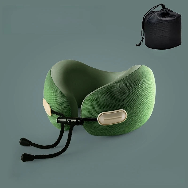 Memory Foam U Shaped Neck Pillow Compact Foldable Travel Pillow for Airplane Flights and Naps