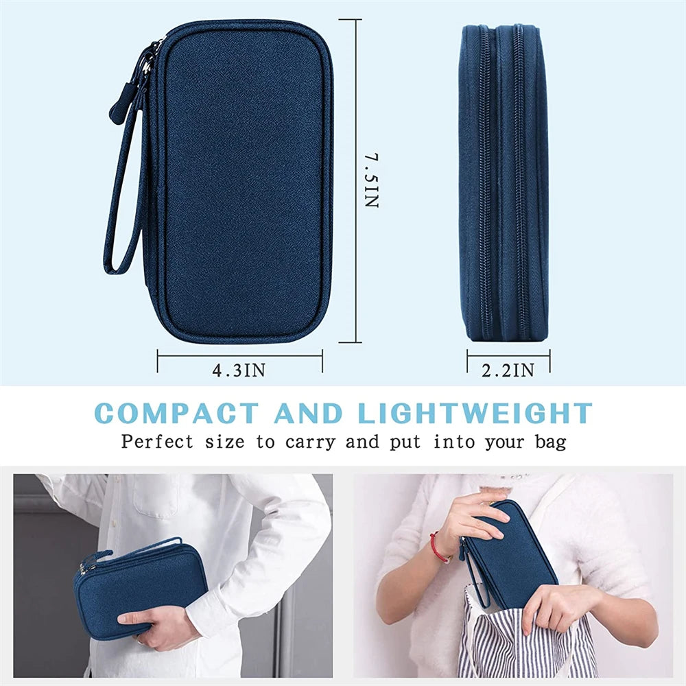 Portable Waterproof Electronics Travel Organizer Double Layer Cable Storage Bag Case Holder