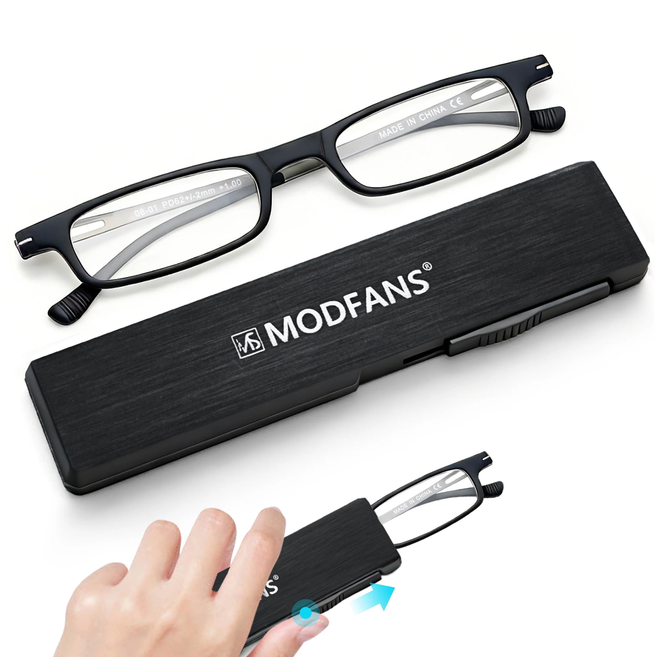 MODFANS Ultra Thin Folding Reading Glasses TR90 Blue Light Anti UV Portable