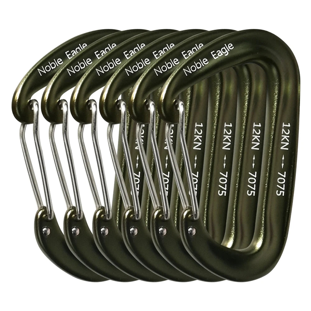 6PCS 12kN Heavy Duty Tactical Carabiner Clips Aluminium Non Locking Outdoor Hook Set