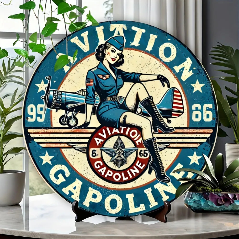 Vintage Aviation Pilot Metal Tin Sign Retro Airplane Wall Decor