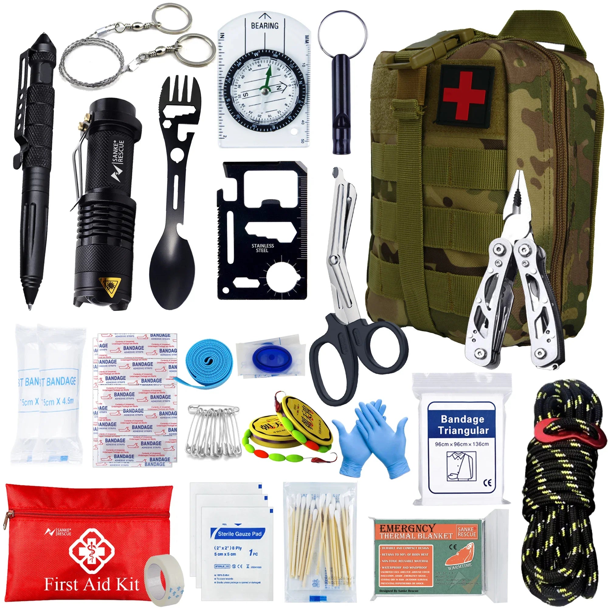 24-in-1 Tactical First Aid Survival Kit Molle EDC Pouch Camping Car Emergency Medical Bag Set