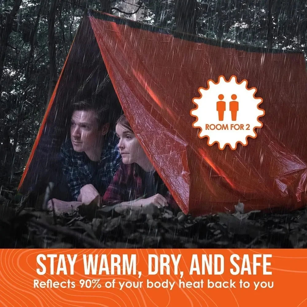 2 Person Emergency Bivy Survival Shelter Mylar Tube Tent Waterproof Thermal Blanket Kit