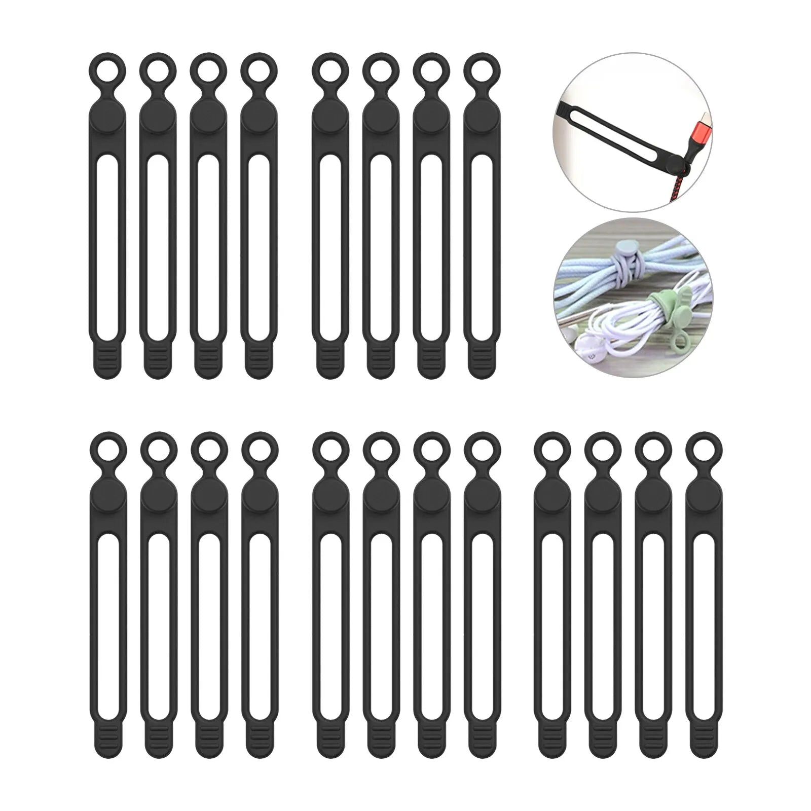 Silicone Cable Ties Reusable Cord Cable Organizer Travel Straps