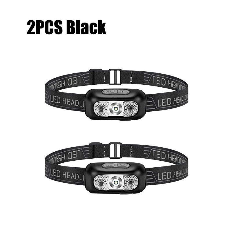 Mini LED Sensor Headlamp USB Rechargeable Super Bright Adjustable Angle Torch Headlight