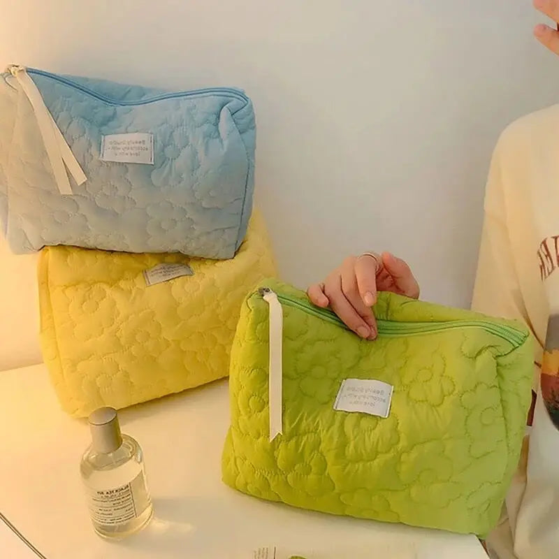 Portable Flower Pattern Cosmetic Bag Large Capacity Travel Makeup Wash Pouch Waterproof Organizer