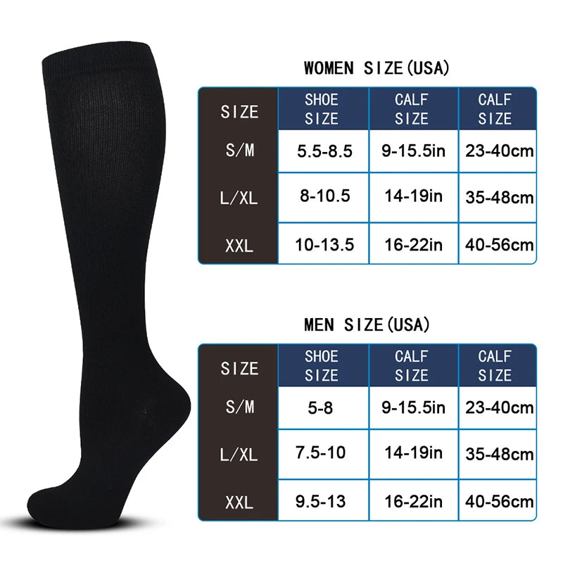Compression Socks for Travel Flights Sports and Driving Anti Fatigue Support for Women and Men