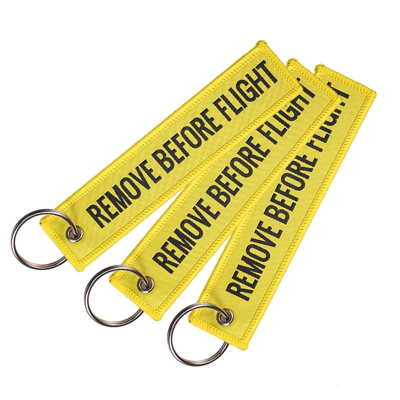 Remove Before Flight Woven Keychain Red Aviation Luggage Tag Gift
