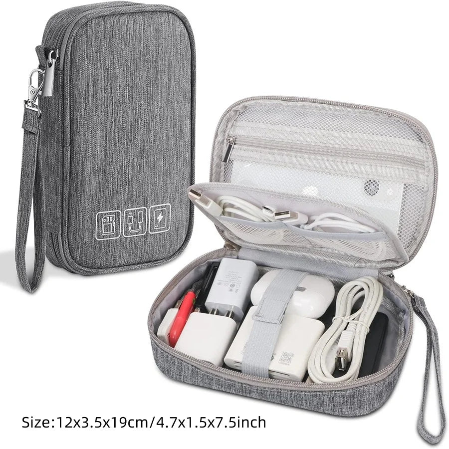 Travel Cable Organiser Bag, Portable Digital Storage Pouch for Gadgets and Electronic Devices