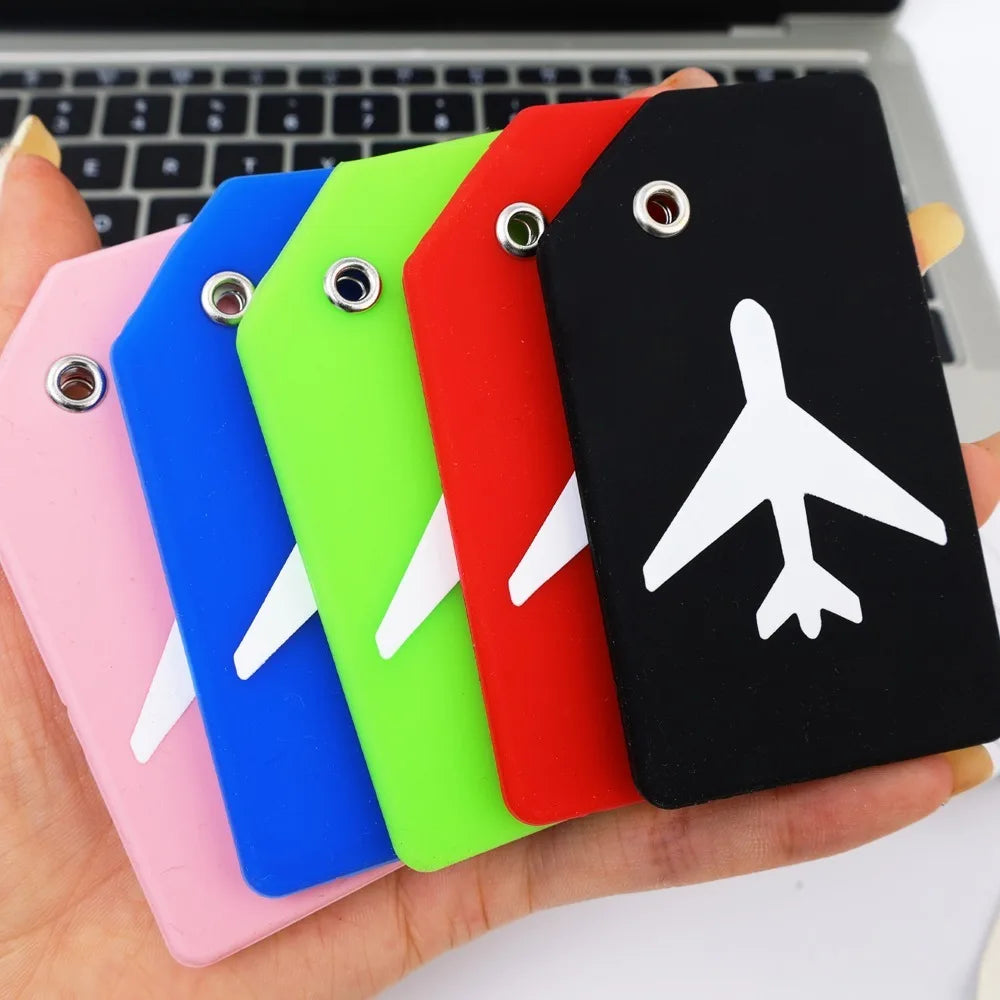 Silicone Luggage Tags with Stainless Steel Loop Name ID Card Holder Travel Suitcase Identifier