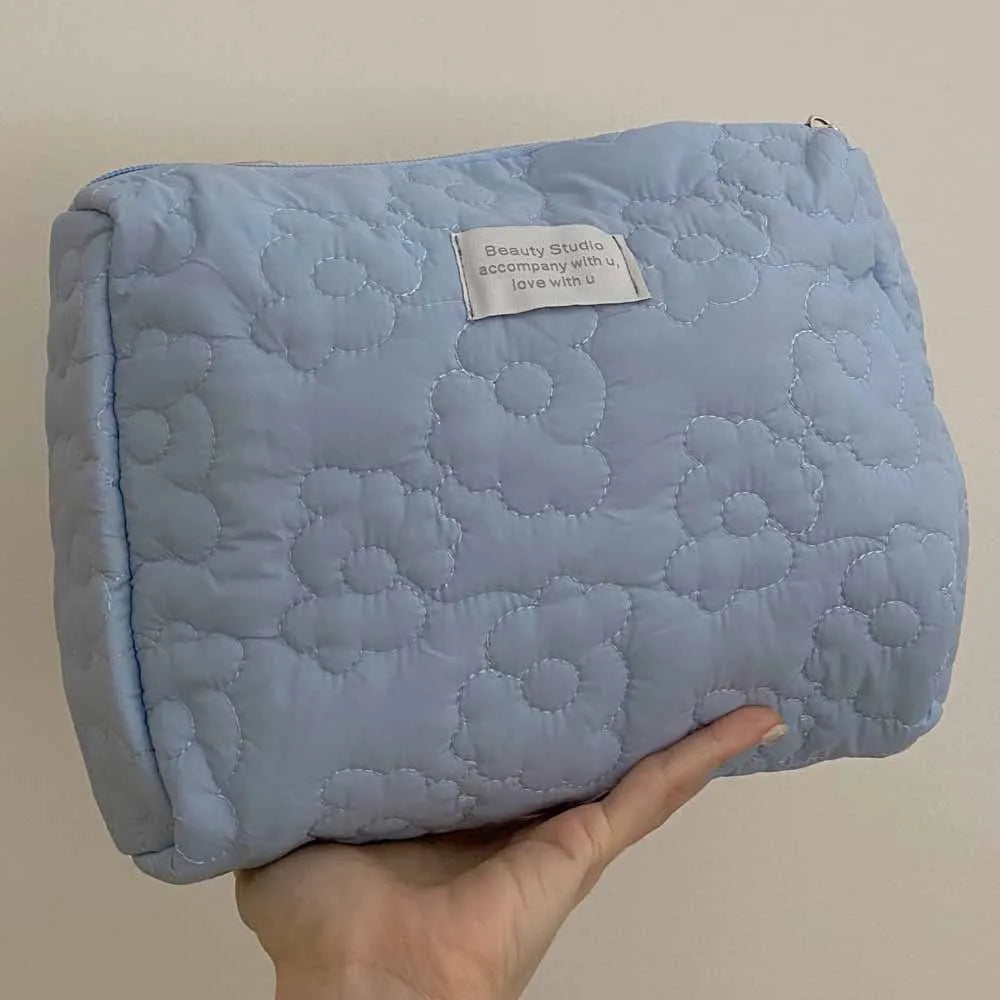 Portable Flower Pattern Cosmetic Bag Large Capacity Travel Makeup Wash Pouch Waterproof Organizer