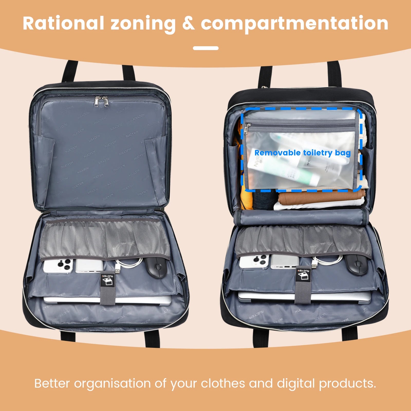 Rolling Briefcase 18 Inch Waterproof Laptop Case with Wheels for Business Travel and Work