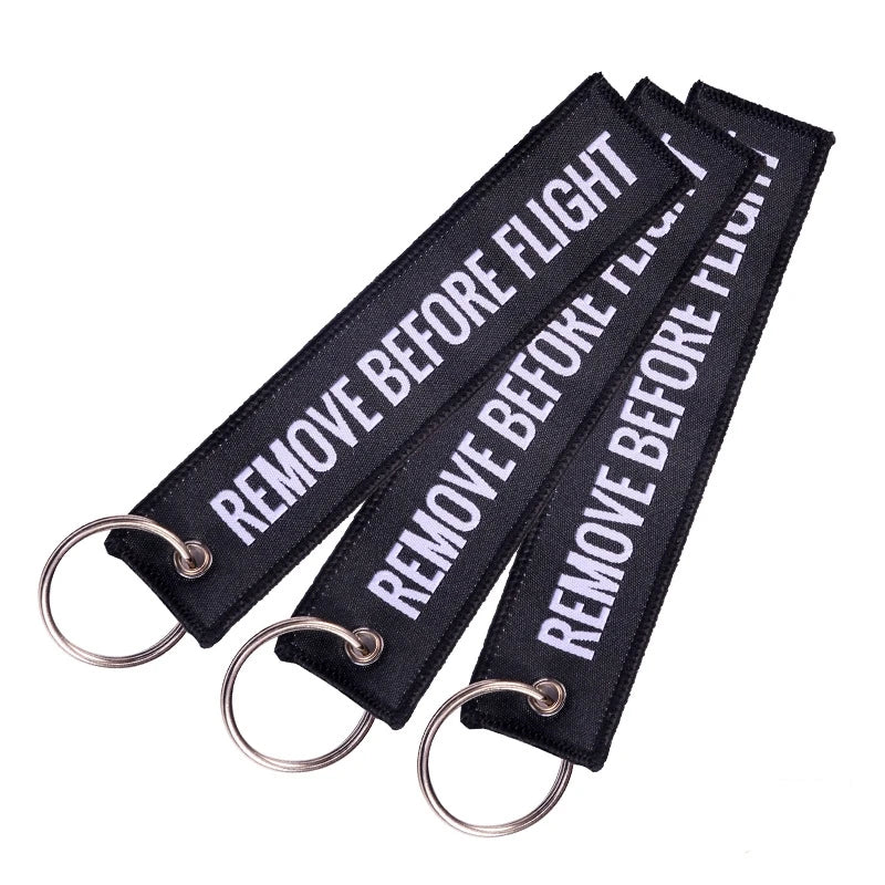 Remove Before Flight Woven Keychain Red Aviation Luggage Tag Gift