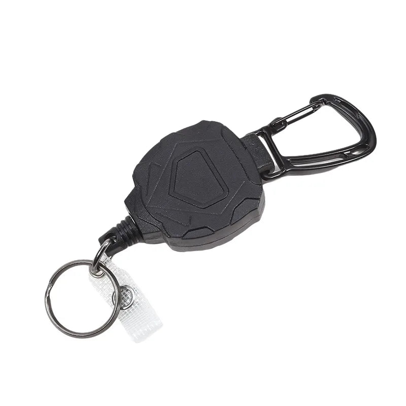 Retractable Heavy Duty Carabiner Keychain Steel Wire Pull Reel Ring