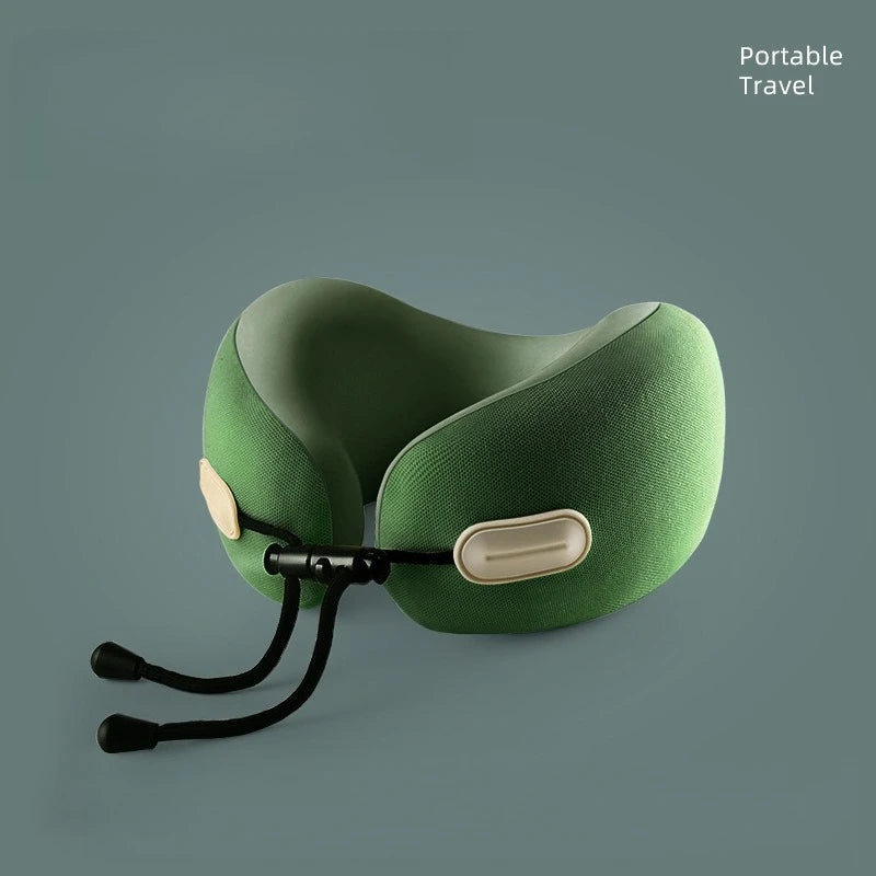 Memory Foam U Shaped Neck Pillow Compact Foldable Travel Pillow for Airplane Flights and Naps