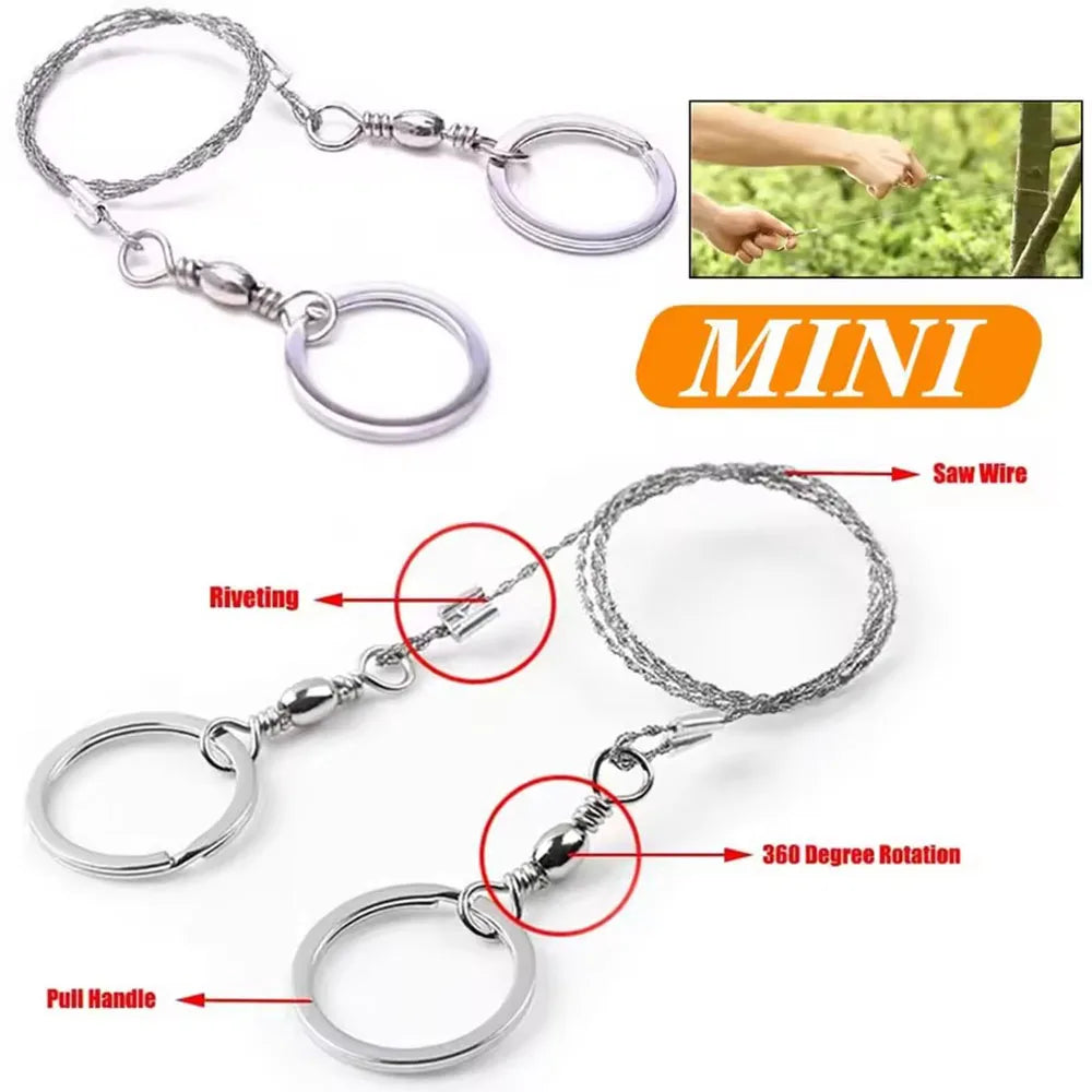 SKEYO Stainless Steel Survival Rope Saw 65cm Portable Spiral Wire Pocket Tree Saw Tool for Camping