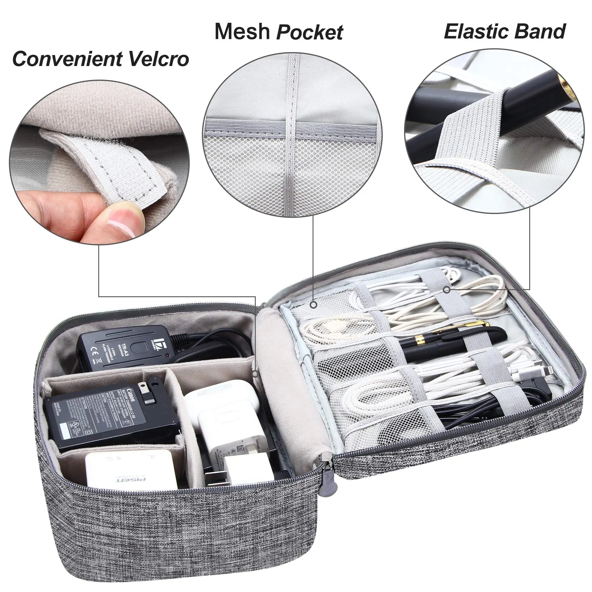 Travel Cable Organiser Bag, Portable Digital Storage Pouch for Gadgets and Electronic Devices
