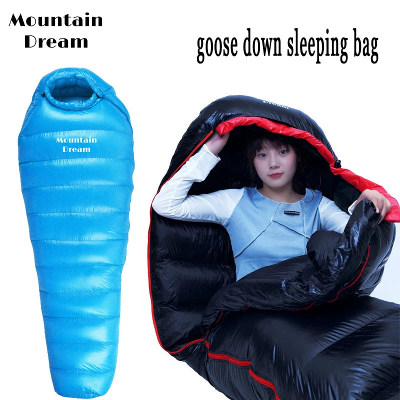 KOSRTON Winter Goose Down Mummy Sleeping Bag -20C Adult Camping Three Season Warm