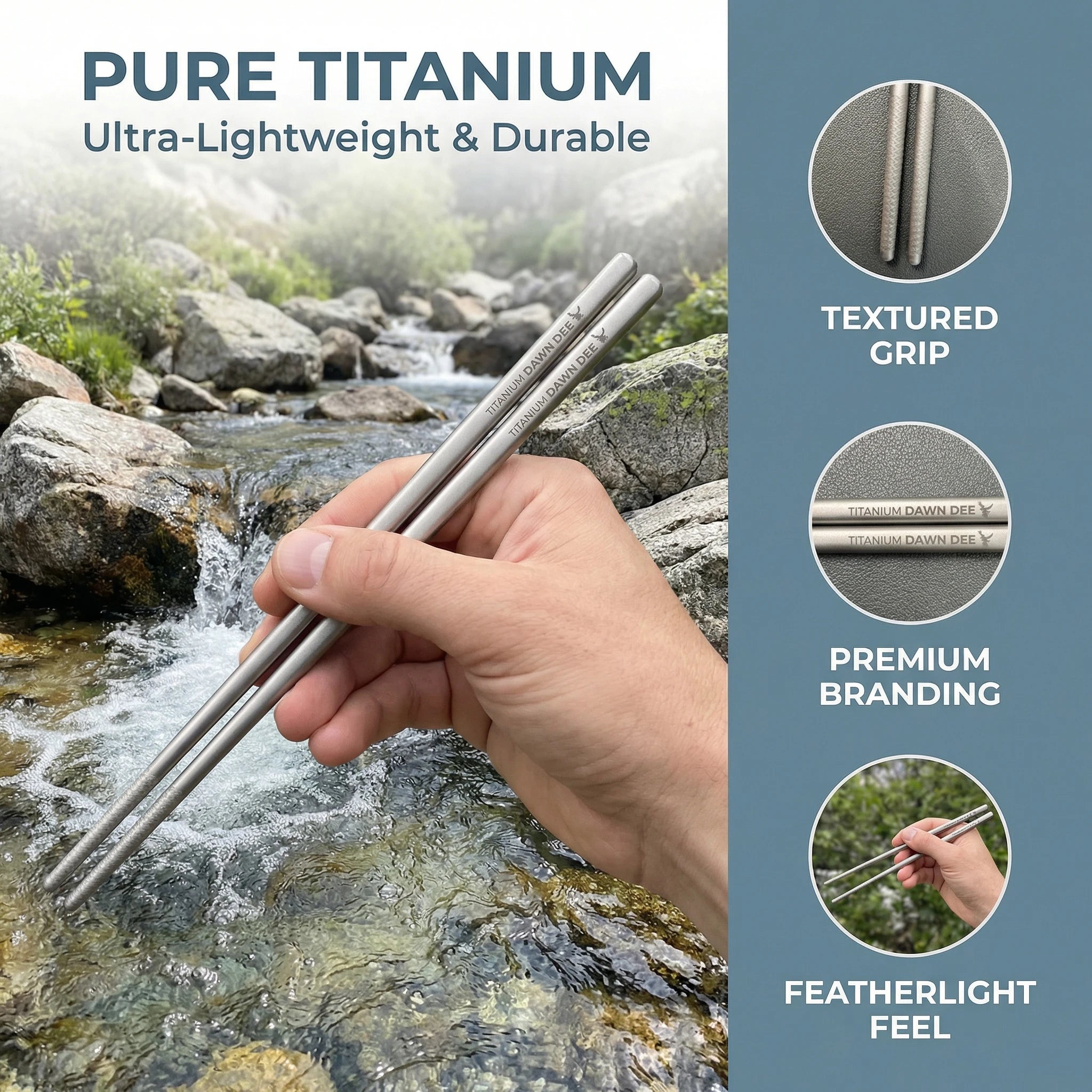 3 in 1 Titanium Camping Cutlery Set Ultralight Spoon Fork Bottle Opener Outdoor Travel Utensil Tool