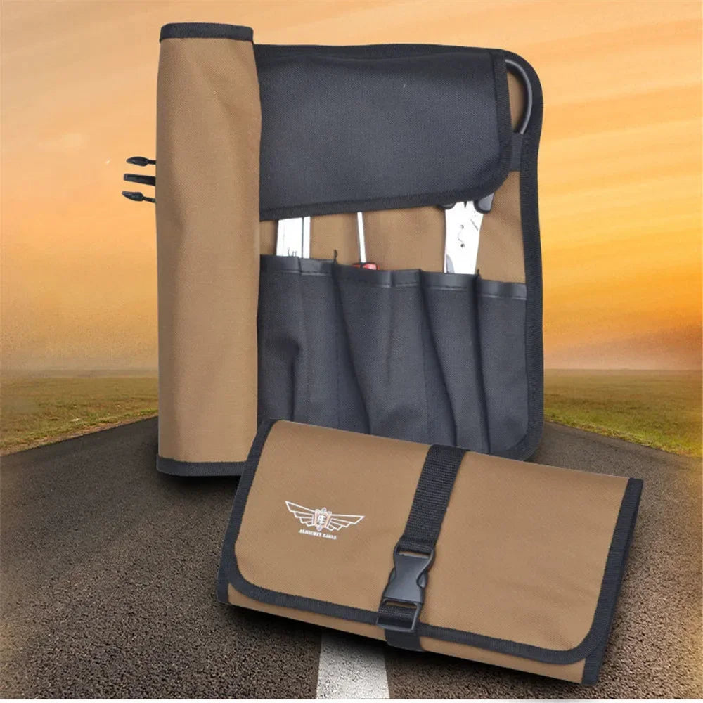 Portable Tool Roll Bag Oxford Cloth Multi Pocket Wrench Storage