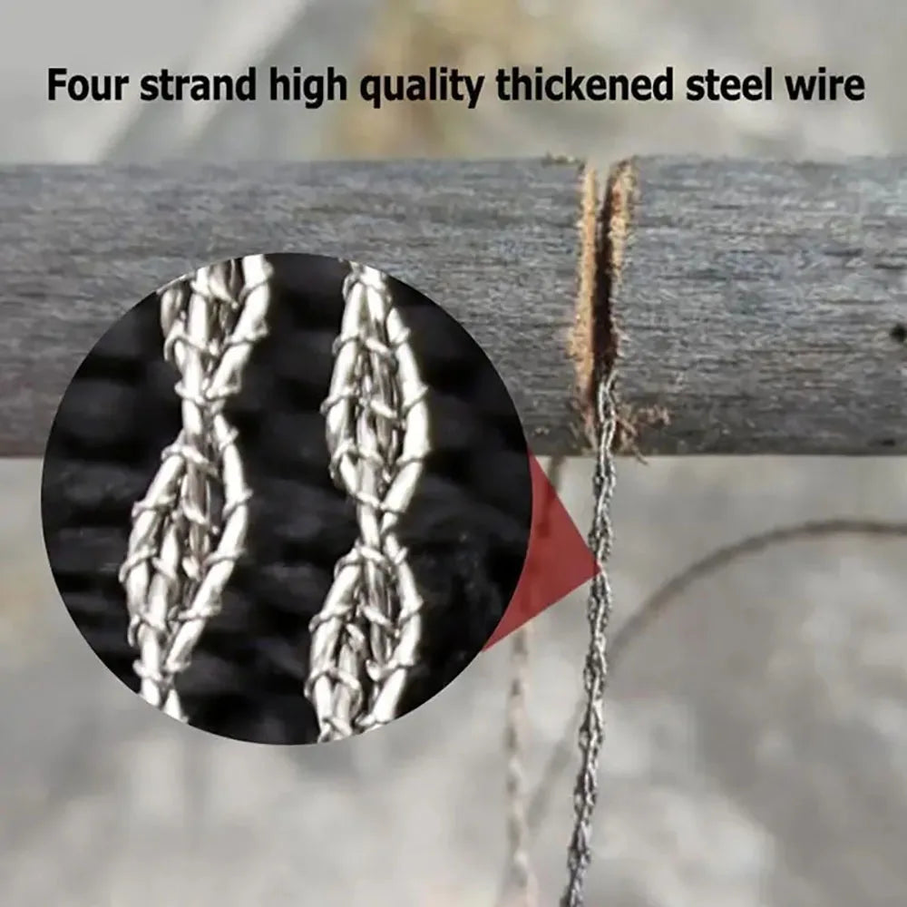 SKEYO Stainless Steel Survival Rope Saw 65cm Portable Spiral Wire Pocket Tree Saw Tool for Camping