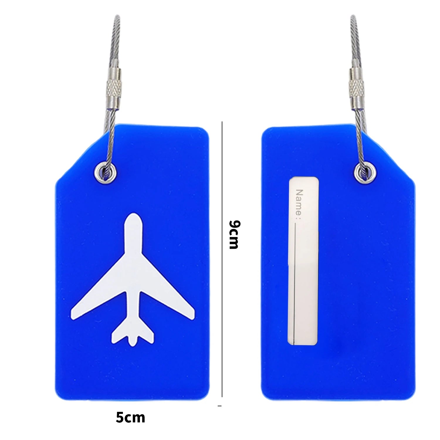 Silicone Luggage Tags with Stainless Steel Loop Name ID Card Holder Travel Suitcase Identifier