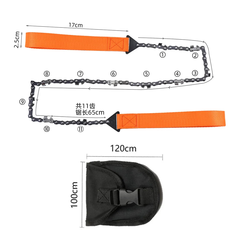 11 Teeth Outdoor Portable Hand Drawn Wire Saw Multifunctional Chain Saw for Camping Survival