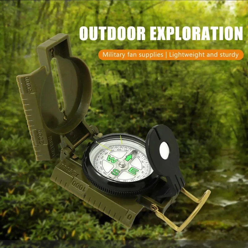 Aluminium Alloy Military Lensatic Compass Folding Camping Hiking Navigation, Portable High Precision