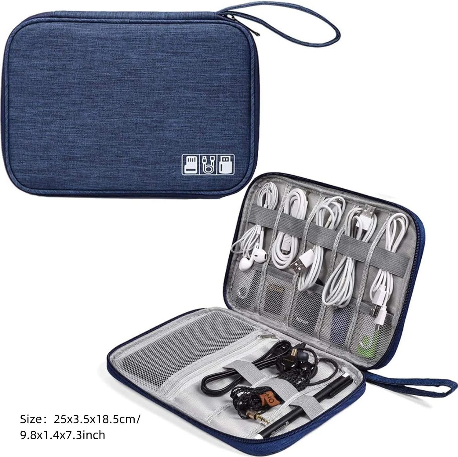 Travel Cable Organiser Bag, Portable Digital Storage Pouch for Gadgets and Electronic Devices