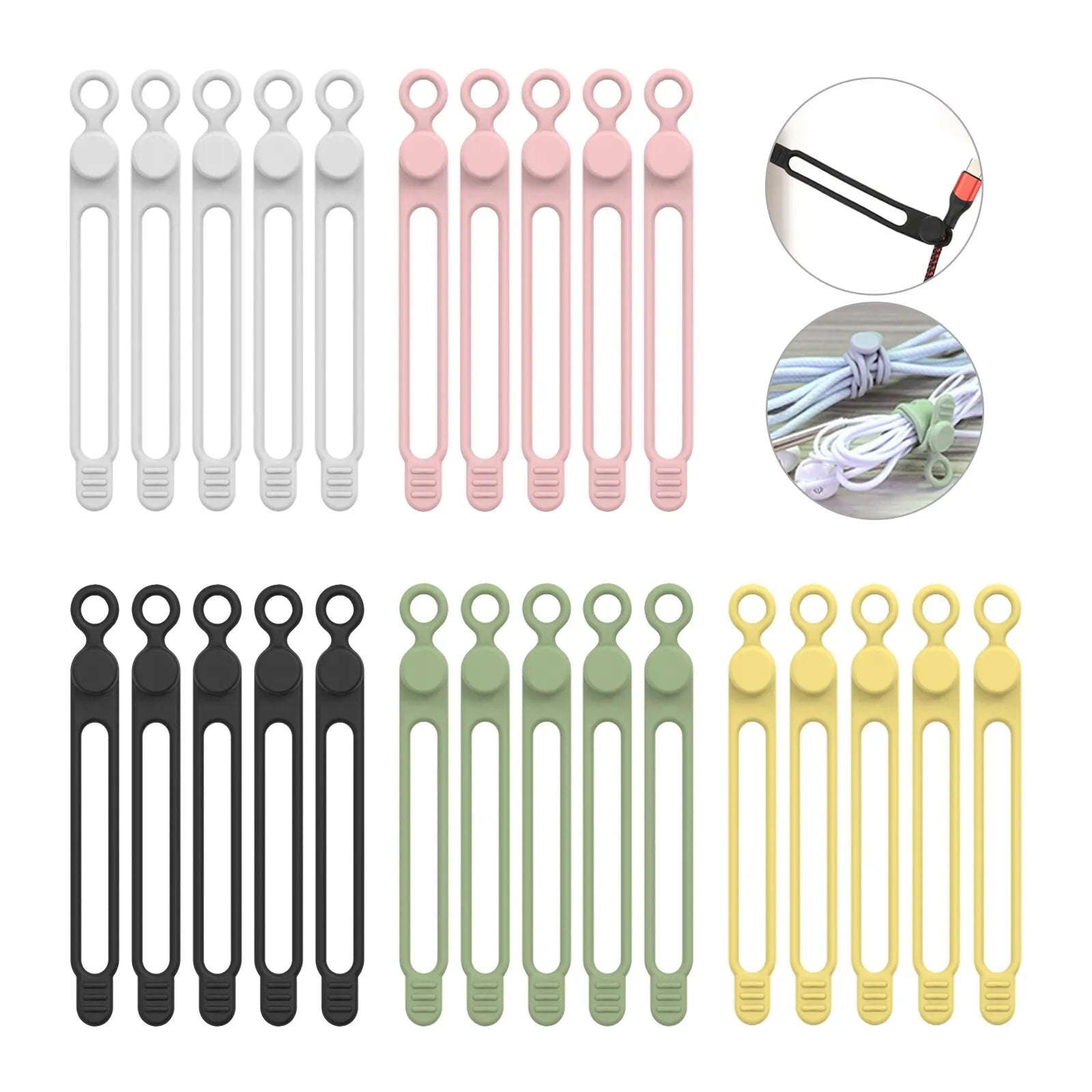 Silicone Cable Ties Reusable Cord Cable Organizer Travel Straps