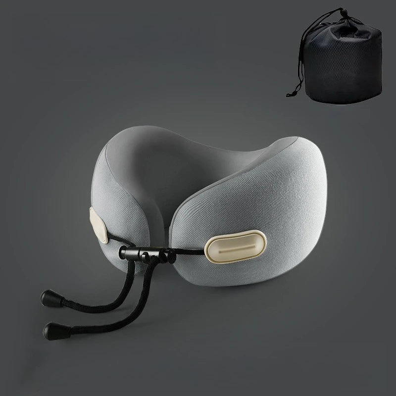 Memory Foam U Shaped Neck Pillow Compact Foldable Travel Pillow for Airplane Flights and Naps