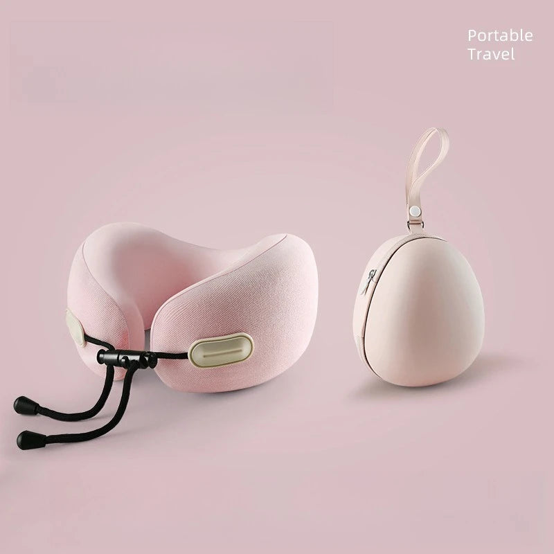 Memory Foam U Shaped Neck Pillow Compact Foldable Travel Pillow for Airplane Flights and Naps