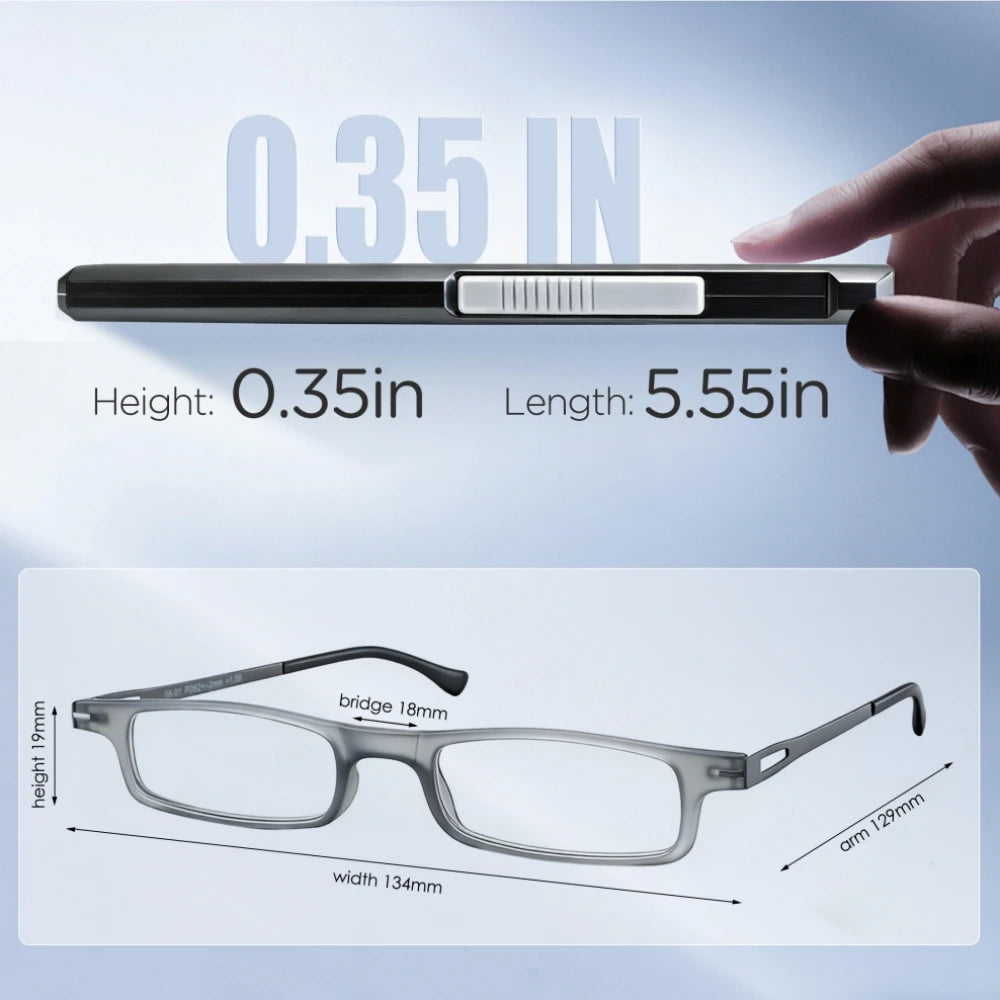 MODFANS Ultra Thin Folding Reading Glasses TR90 Blue Light Anti UV Portable