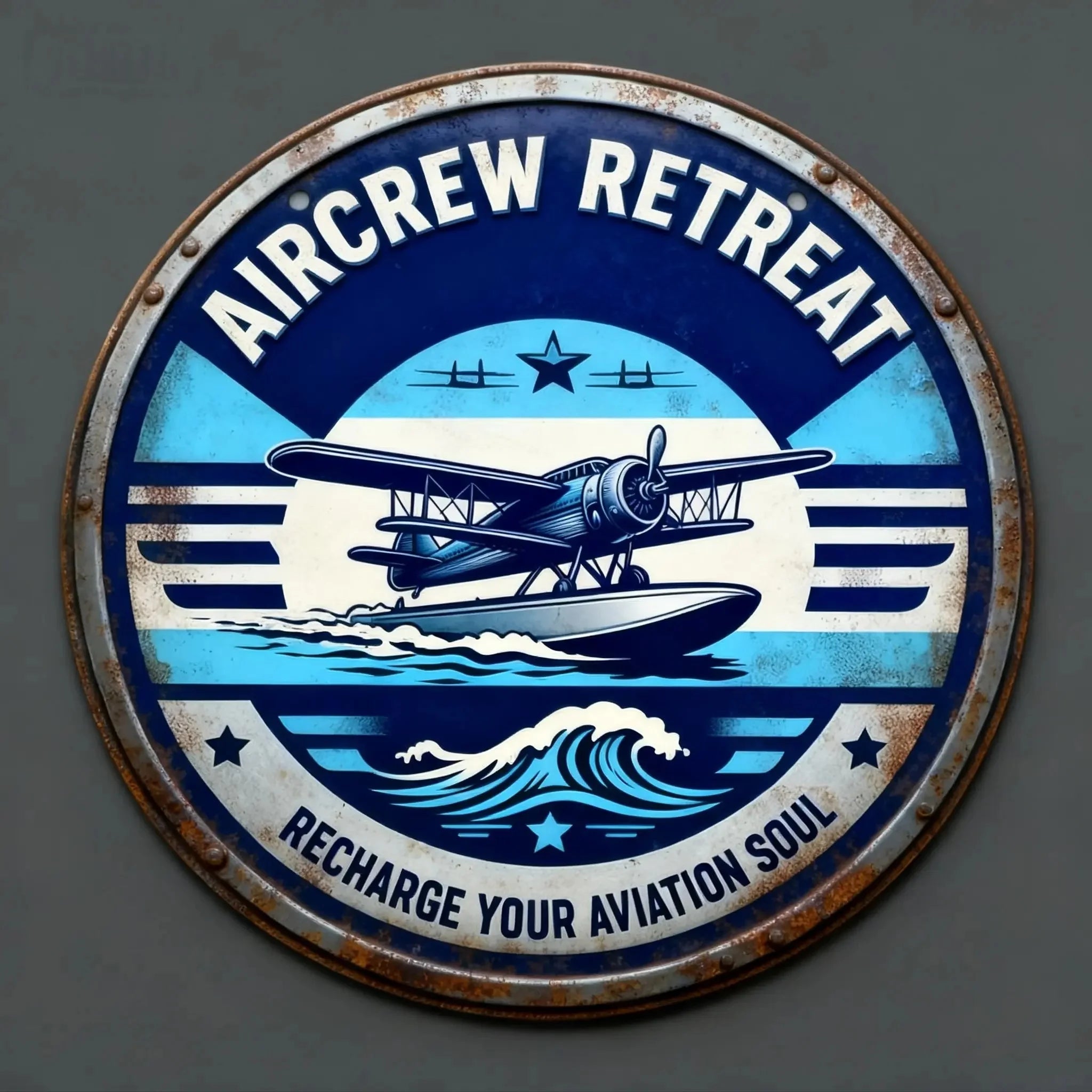 Pilot Lounge Retro Metal Tin Sign Aviation Wall Decor