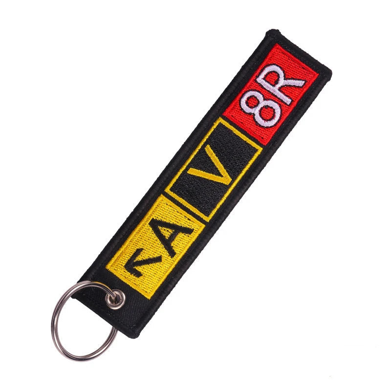 Aviation Pilot AV8R Embroidered Keyring Airport Taxiway Memorial Gift Key Chain VOIKUKKA