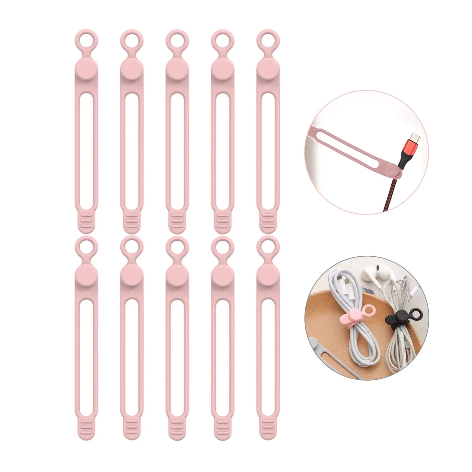 Silicone Cable Ties Reusable Cord Cable Organizer Travel Straps