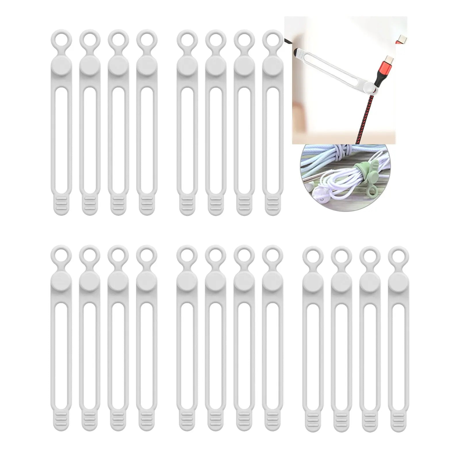 Silicone Cable Ties Reusable Cord Cable Organizer Travel Straps