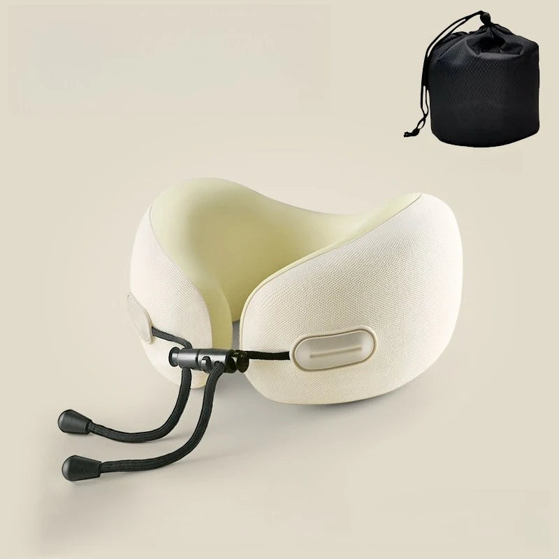 Memory Foam U Shaped Neck Pillow Compact Foldable Travel Pillow for Airplane Flights and Naps