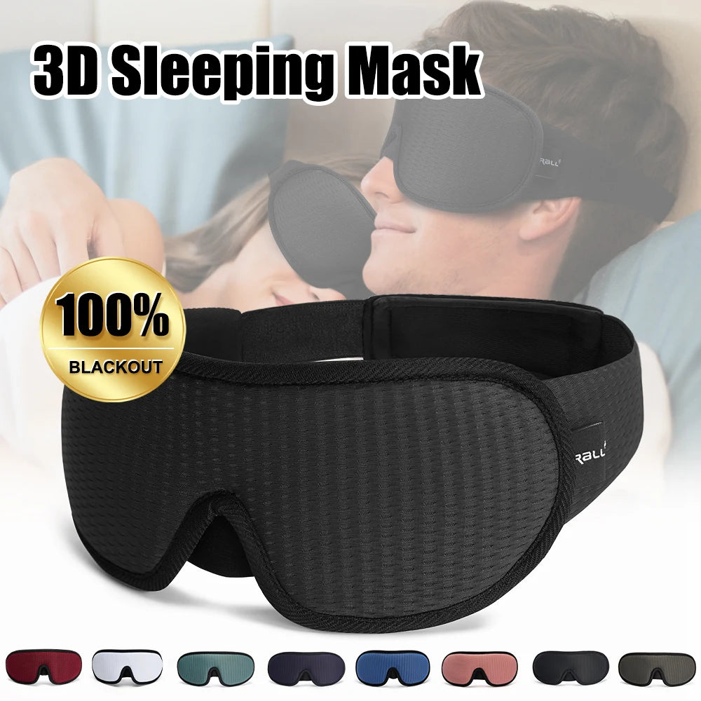 3D Sleeping Mask Soft Padded Blackout Eye Shade Blindfold for Travel & Night Sleep Comfort