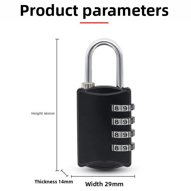 Mini 4 Digit Combination Padlock Resettable Travel Security Lock for Luggage and Gym