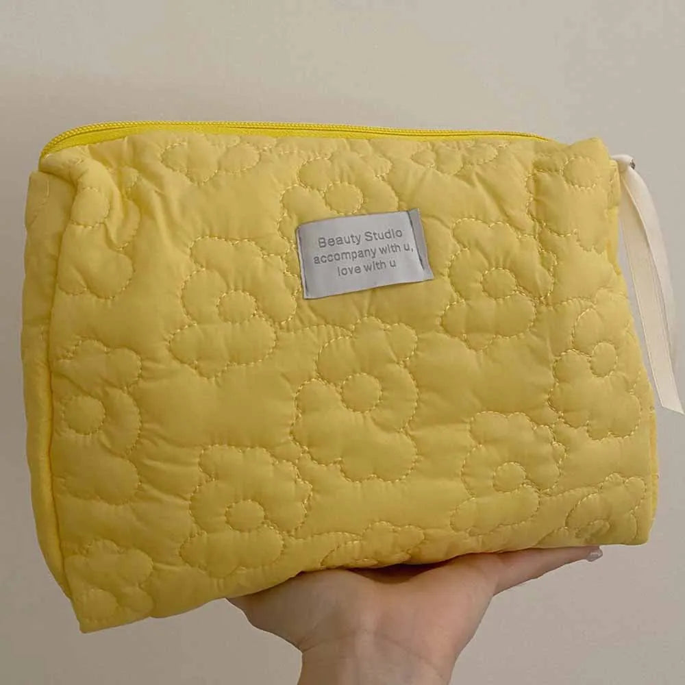 Portable Flower Pattern Cosmetic Bag Large Capacity Travel Makeup Wash Pouch Waterproof Organizer