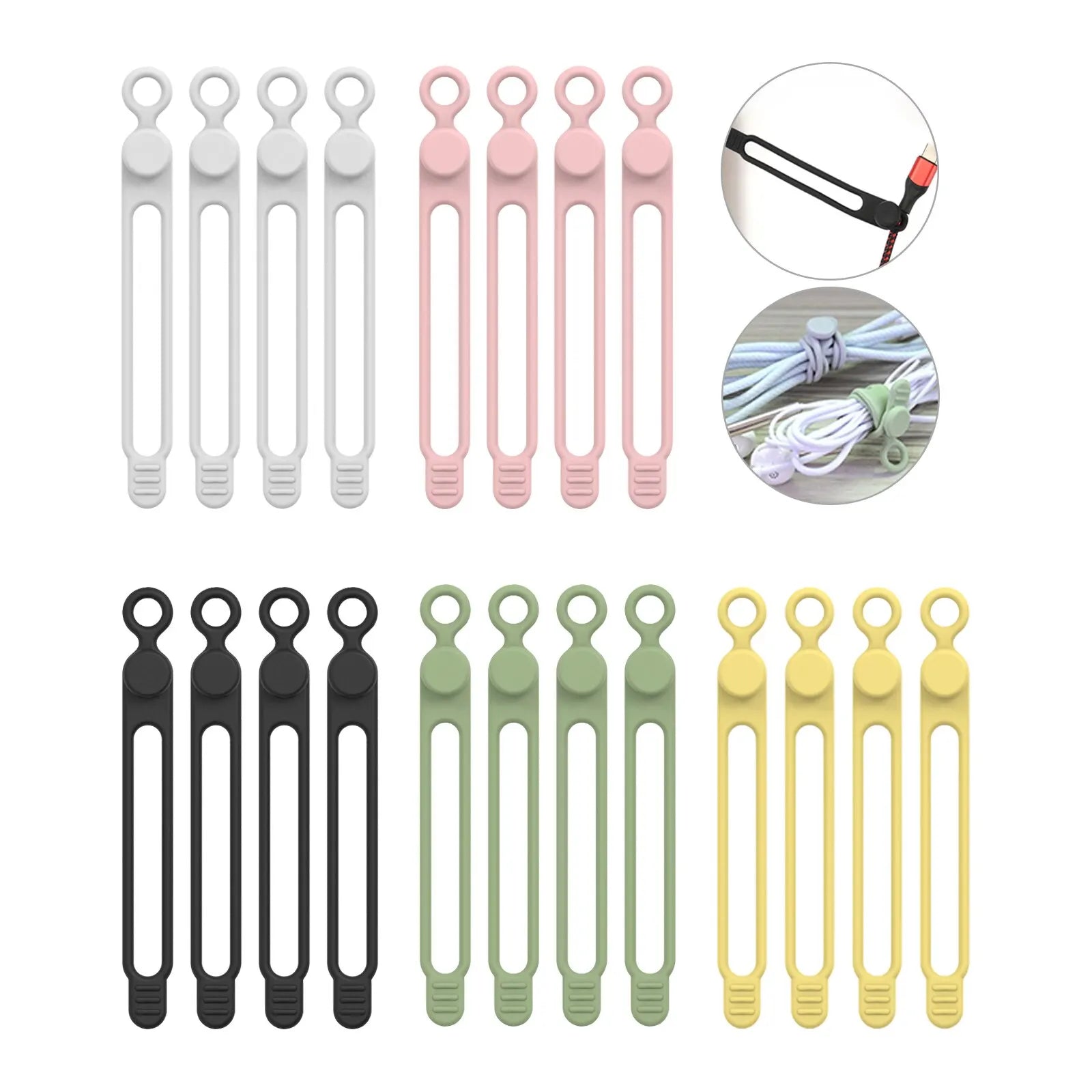 Silicone Cable Ties Reusable Cord Cable Organizer Travel Straps
