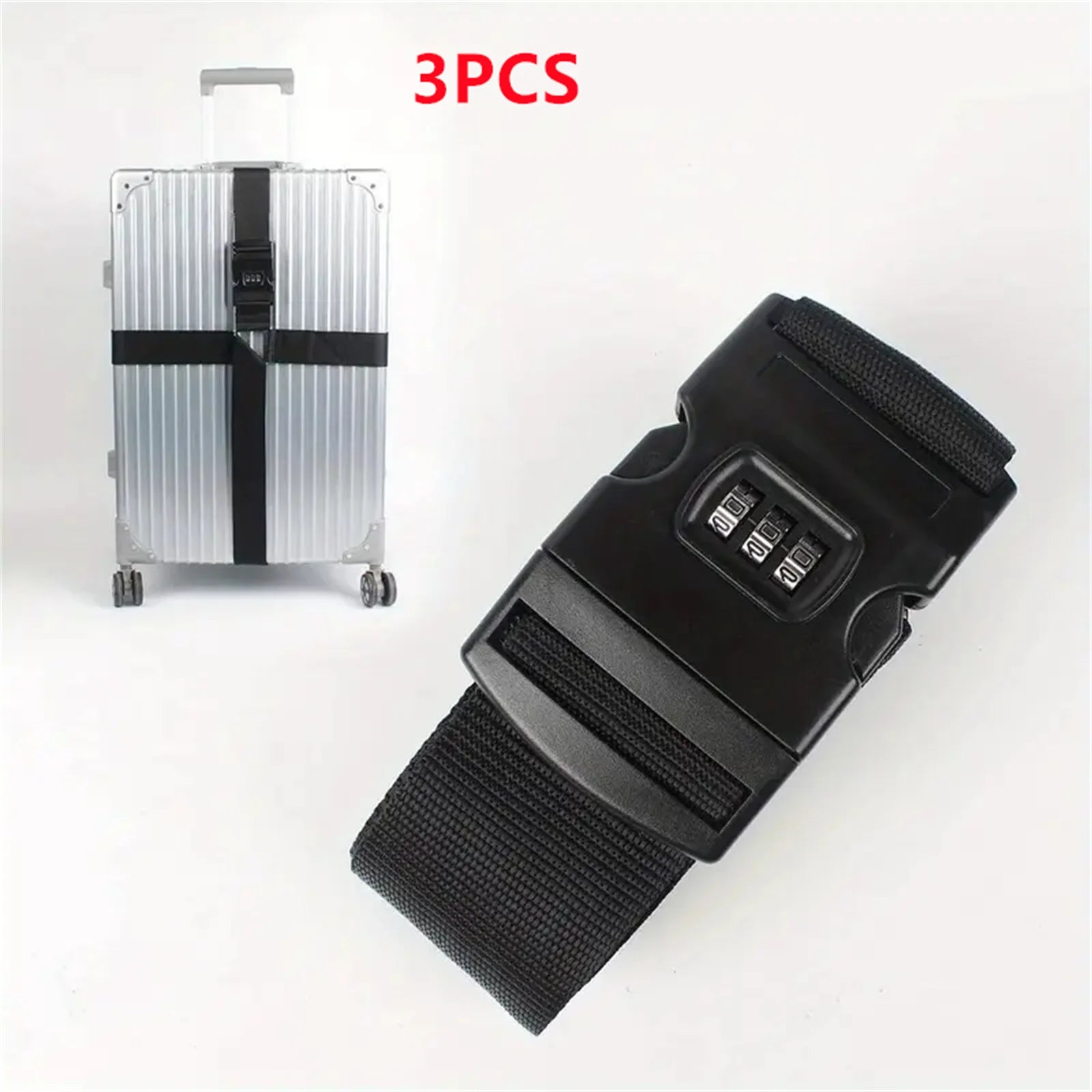 Adjustable Luggage Strap with Combination Lock, Travel Suitcase Safety Belt 2m, Baggage Belt