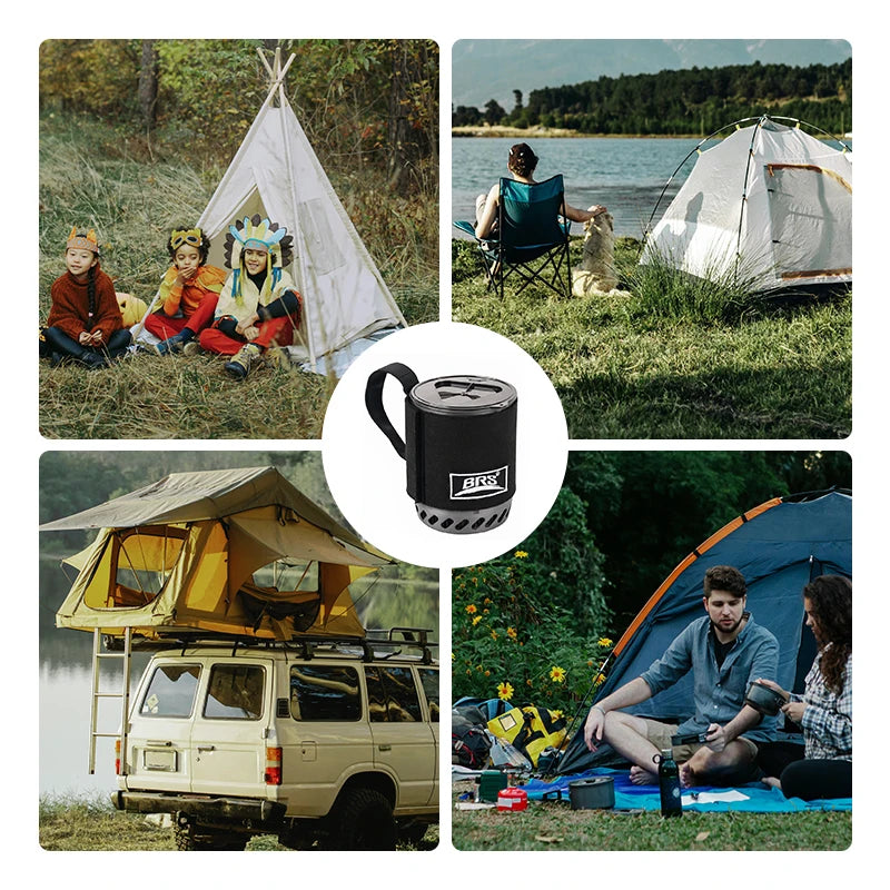 BRS 61 Integrated Heat Collecting Camping Stove Ultralight Hiking Gas Burner System