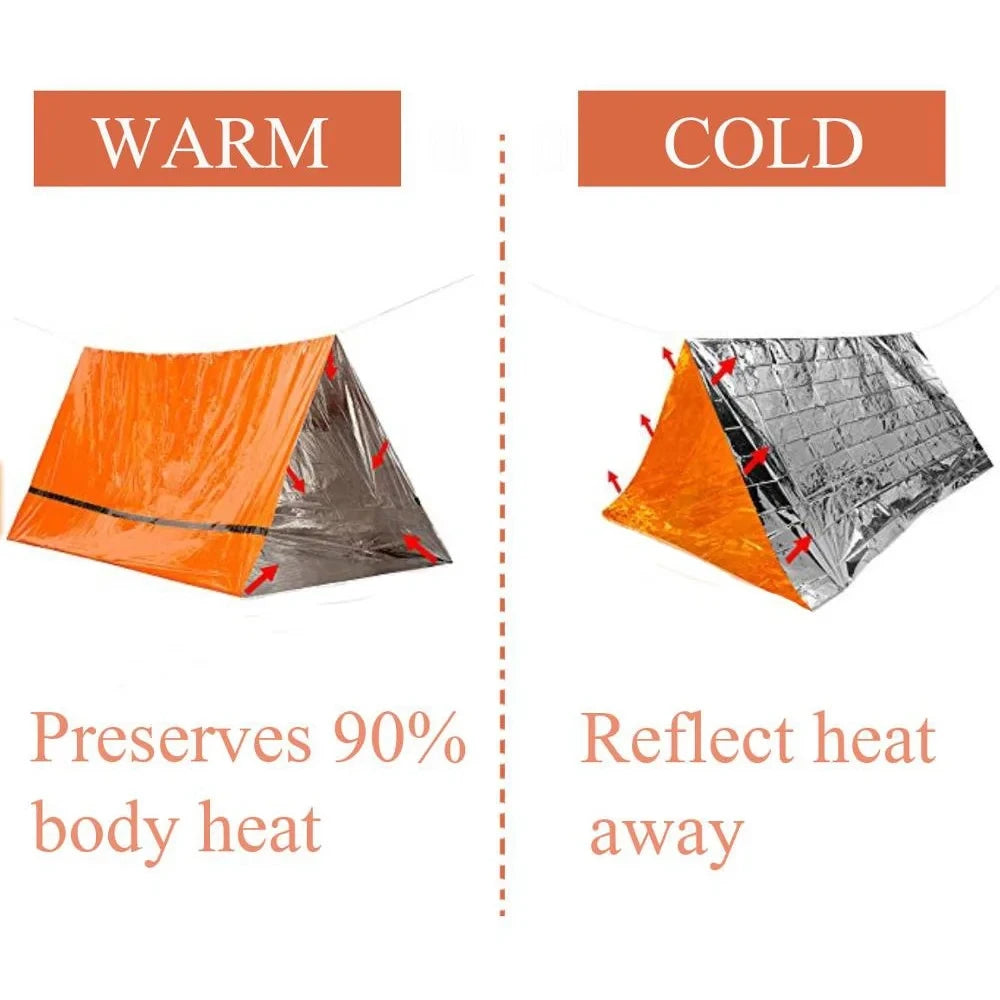 2 Person Emergency Bivy Survival Shelter Mylar Tube Tent Waterproof Thermal Blanket Kit