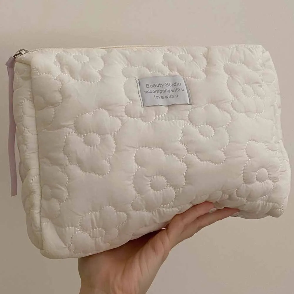 Portable Flower Pattern Cosmetic Bag Large Capacity Travel Makeup Wash Pouch Waterproof Organizer