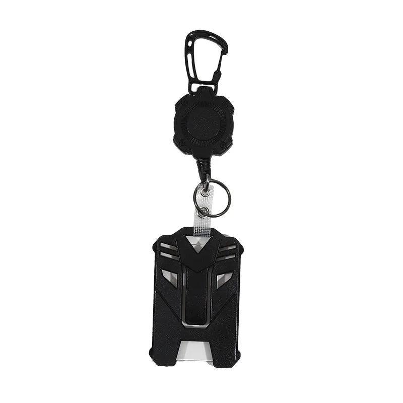Retractable Heavy Duty Carabiner Keychain Steel Wire Pull Reel Ring
