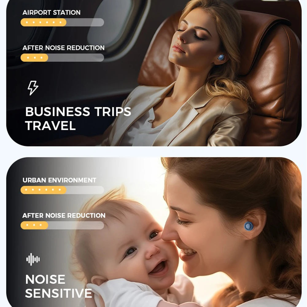 Silicone Earplugs for Sleep Noise Reduction and Soundproof Comfort for Travel Flights and Rest