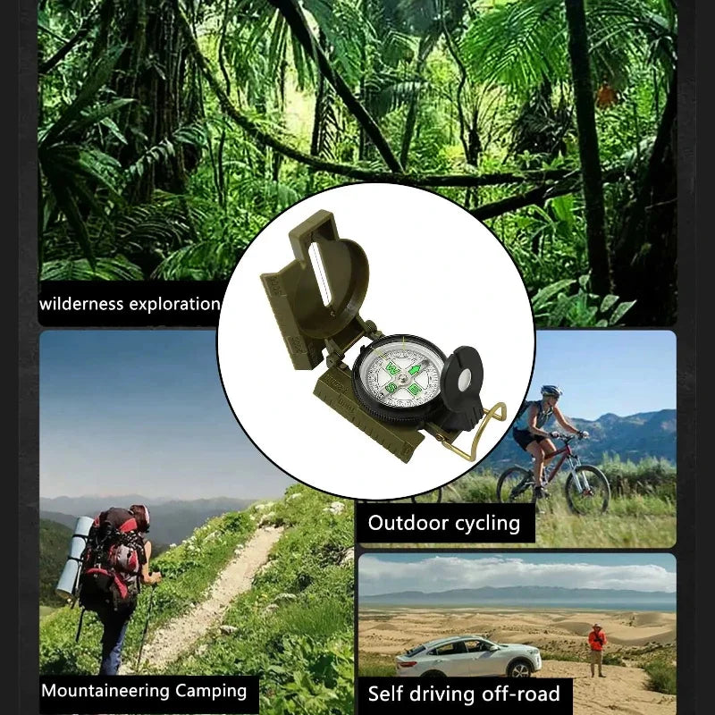 Aluminium Alloy Military Lensatic Compass Folding Camping Hiking Navigation, Portable High Precision